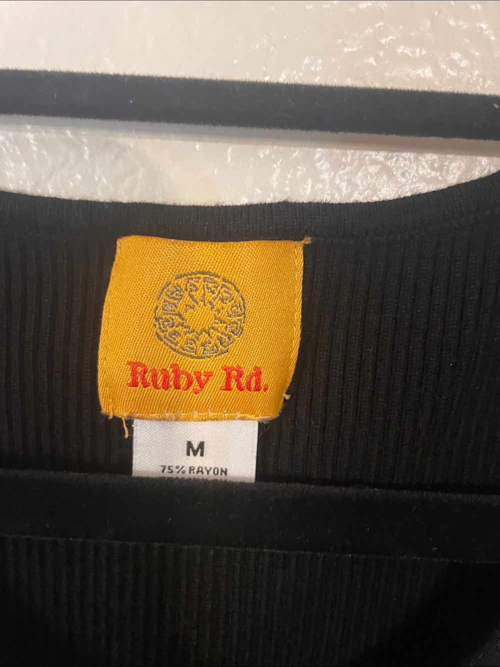 Ruby Rd. Black Ribbed Tank with Beaded Neckline - Picture 2 of 4